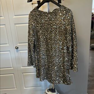 Sequin Silver Midi Dress